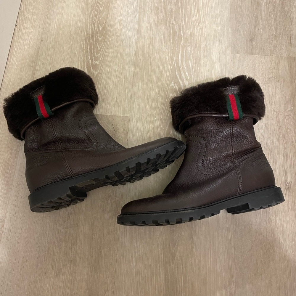 Authentic Gucci Brown Fur-Lined Boots